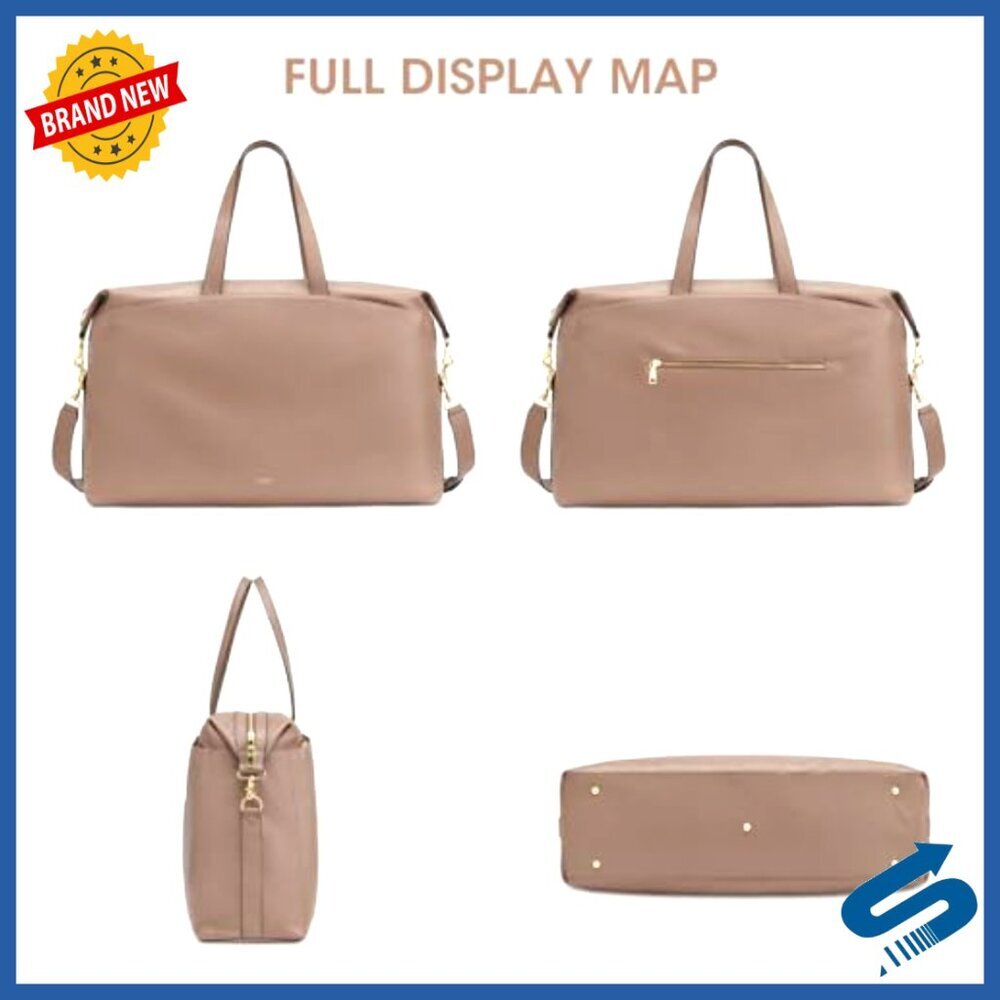 Large Leather Weekender Duffel Bag with Laptop Compartment Carry On Tote - Picture 6 of 7